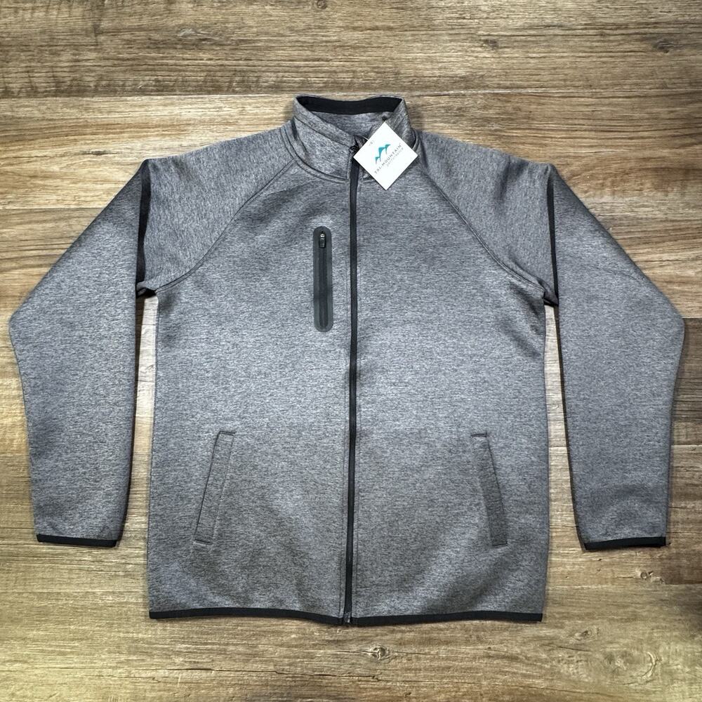 Tri-Mountain Performance Jacket Mens L Gray Full Zip Stretch NWT RN 88051